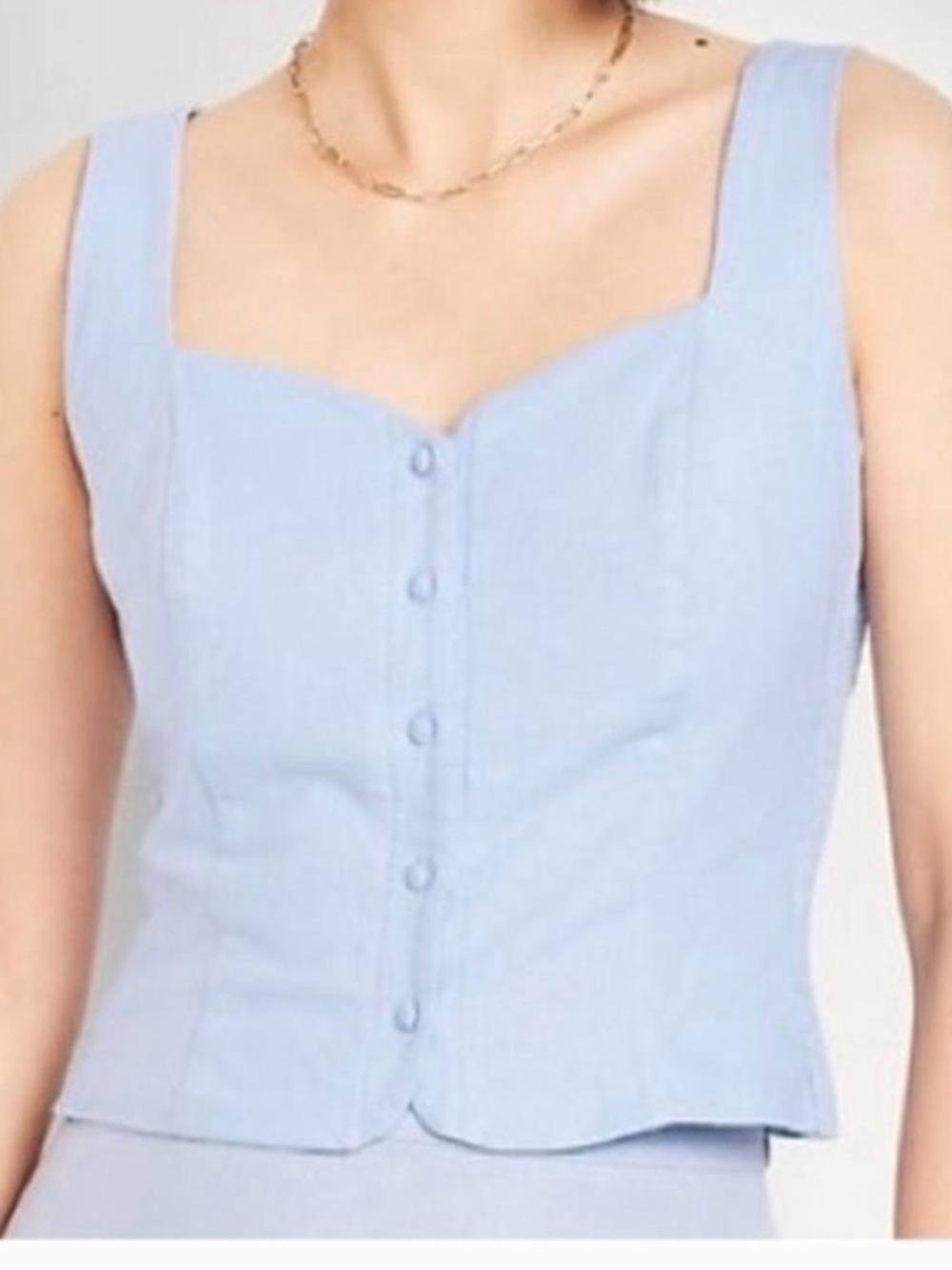 Button-Front Linen Top - Picture 5 of 5